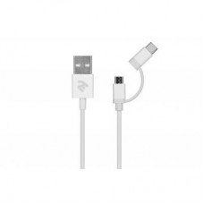 Дата кабель USB 2.0 AM to Micro 5P + Type-C 1.0m 5V/2.4A, White 2E (2E-CCMTAB-WT) Дата кабель USB 2.0 AM to Micro 5P + Type-C 1.0m 5V/2.4A, White 2E (2E-CCMTAB-WT)