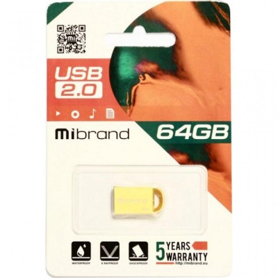 USB флеш накопитель Mibrand 64GB lynx Gold USB 2.0 (MI2.0/LY64M2G)