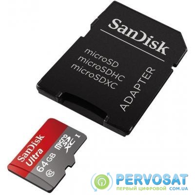 Карта памяти SANDISK 64GB microSDXC class 10 UHS-I A1 Ultra Android (SDSQUAR-064G-GN6IA)