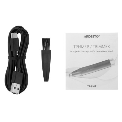 Тример ARDESTO TR-PWP, для носа і вух, сталь,USB-C > USB-A, чорний Тример ARDESTO TR-PWP, для носа і вух, сталь,USB-C > USB-A, чорний