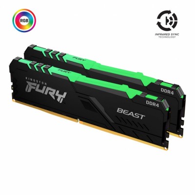 Модуль пам'яті для комп'ютера DDR4 32GB (2x8GB) 3600 MHz Fury Beast RGB Kingston Fury (ex.HyperX) (KF436C18BBAK2/32)