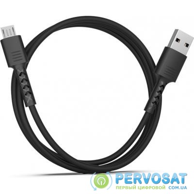 Дата кабель USB 2.0 AM to Micro 5P 1.0m Soft black Pixus (4897058530926)