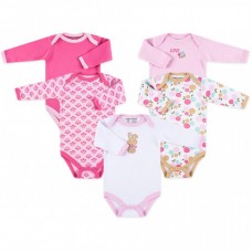 Боді Luvable Friends 5 шт з довгими рукавами для дівчаток (38060.9-12) Боді Luvable Friends 5 шт з довгими рукавами для дівчаток (38060.9-12)