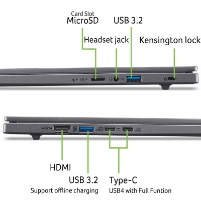 Ноутбук Acer Aspire 16 A16-11M 16" WUXGA IPS, Quallcomm X X1-26-100, 32GB, F1TB, UMA, Win11, сірий
