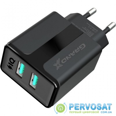 Зарядное устройство Grand-X CH-15T 5V 2,1A USB Black + cable USB -> Type C, Cu, 4A, TPE (CH-15T)