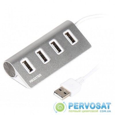 Концентратор Maxxter USB 2.0 Type-A 4 ports silver (HU2A-4P-01)