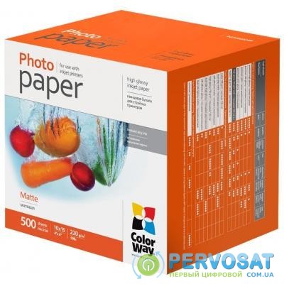 Бумага ColorWay 10x15, 220г, matte, 500л (PM2205004R)