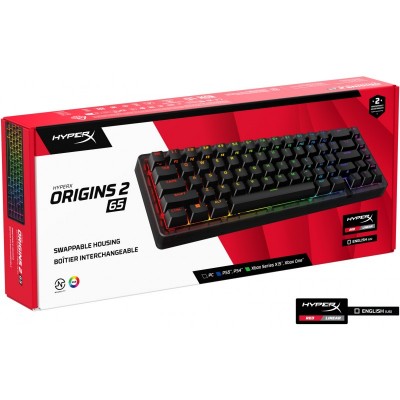 Клавіатура механічна HyperX Alloy Origins 2 65key, Red, USB-A, Hot-Swap, EN/UA, RGB, чорний