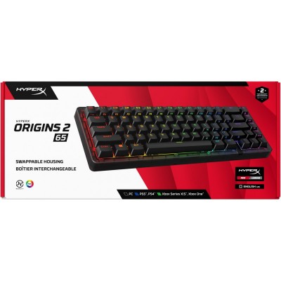 Клавіатура механічна HyperX Alloy Origins 2 65key, Red, USB-A, Hot-Swap, EN/UA, RGB, чорний