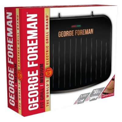 Гриль George Foreman прижимний Fit Grill Copper Medium, 1630Вт, темп. режимів-1, пластик, чорний
