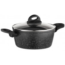 Каструля Ardesto Gemini Anzio, скляна кришка, 2.2 л, чорний, алюміній Каструля Ardesto Gemini Anzio, скляна кришка, 2.2 л, чорний, алюміній