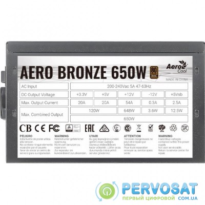 Блок питания AeroCool 650W AERO BRONZE (AERO BRONZE 650W)