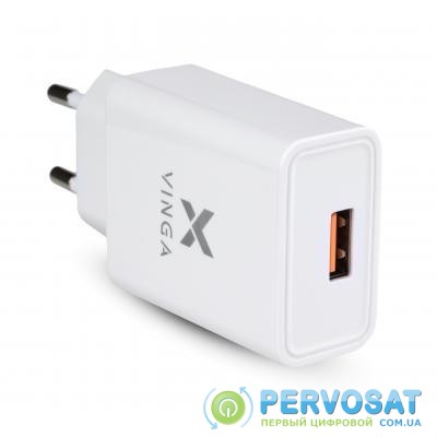 Зарядное устройство Vinga QC3.0 Quick Wall Charger 1xUSB 18W Max (VWCQAW)