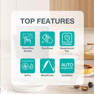 Духова шафа Gorenje електрична, 77л, A+, пара, дисплей, піроліз, готув. на різн рівнях, чорний