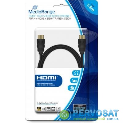 Кабель мультимедийный HDMI to HDMI 1.8m V2.0 MediaRange (MRCS156)