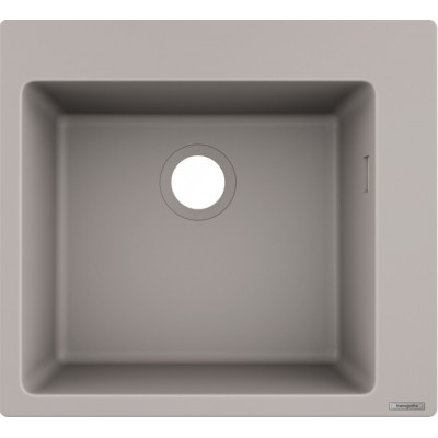 Мийка кухонна Hansgrohe S51, граніт, квадрат, без крила, 560х510х190мм, чаша - 1, накладна, S510-F450, сірий бетон