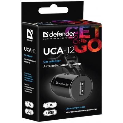 Зарядний пристрій Defender UCA-12 black, 1xUSB, 5V / 1A (83591)