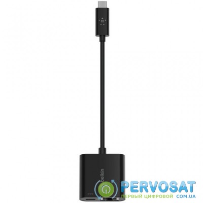 Переходник USB-C - Ethernet 60W PD, black Belkin (INC001BTBK)