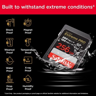 Карта пам'яті SanDisk SD  256GB C10 UHS-II U3 R280/W150MB/s Extreme Pro V60