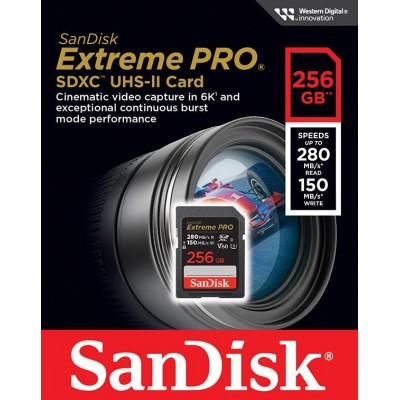 Карта пам'яті SanDisk SD  256GB C10 UHS-II U3 R280/W150MB/s Extreme Pro V60