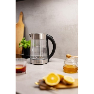 Електрочайник Gorenje 1.7л, 2,200 Вт, strix контроль, скло, нерж