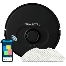 Робот-пилосос Rowenta X-Plorer Serie 75 S, h=9.5см, вологе прибирання, конт пил -0.4л, вода -0.3л, автон. робота до 120хв, НЕРА, управління через смартфон, чорний