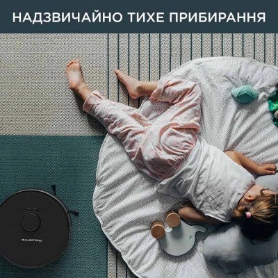 Робот-пилосос Rowenta X-Plorer Serie 75 S, h=9.5см, вологе прибирання, конт пил -0.4л, вода -0.3л, автон. робота до 120хв, НЕРА, управління через смартфон, чорний