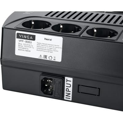 Источник бесперебойного питания Vinga 800VA-PU, 2USB*5V /1A (VPP-800U)