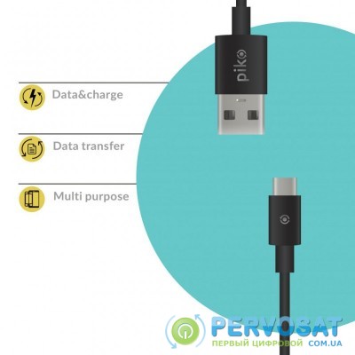 Дата кабель USB 2.0 AM to Type-C 2.0m CB-UT12 black Piko (1283126493850)