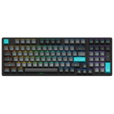 Клавіатура механічна Akko 3098B Black&Cyan 98Key, CS Jelly White, BT/WL/USB-A, Hot-swappable, EN/UKR, RGB, Чорний