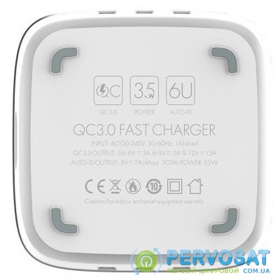 Зарядное устройство ColorWay 6USB (1QC3.0 + 5 AUTO ID) 7A (35W) white (CW-CHS019Q-WT)
