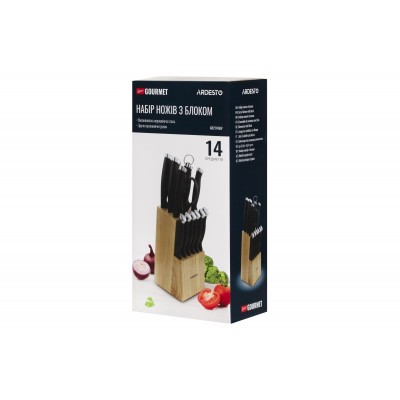 Набір ножів Ardesto Gemini Gourmet 14 пр., нерж.сталь, пластик, каучуковий блок