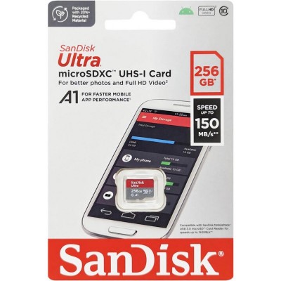 Карта пам'яті SanDisk microSD 256GB C10 UHS-I R150MB/s Ultra
