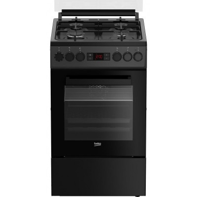 Плита Beko комбінована, 60л, 50x60см, дисплей, конвекція, чавун, чорний