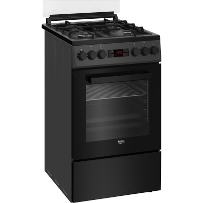 Плита Beko комбінована, 60л, 50x60см, дисплей, конвекція, чавун, чорний