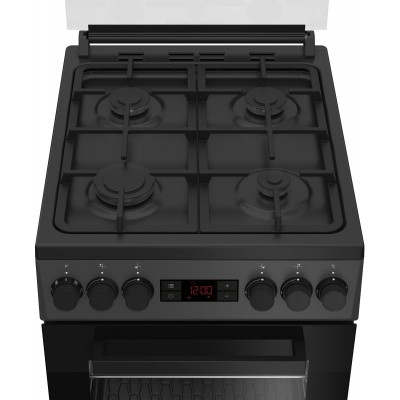 Плита Beko комбінована, 60л, 50x60см, дисплей, конвекція, чавун, чорний