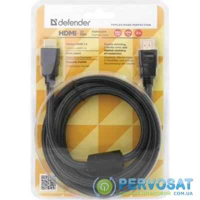Кабель мультимедийный HDMI to HDMI 2.0m HDMI-07PRO v1.4 Defender (87342)