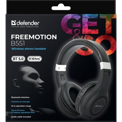 Наушники Defender FreeMotion B551 Bluetooth Black (63551)