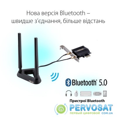ASUS WiFi-адаптер ASUS PCE-AX58BT AX3000, WiFi6, WPA3, Bluetooth 5.0, MU-MIMO, OFDMA