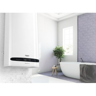 Водонагрівач електр. TESY Bellislimo Cloud плаский GCR 802722 E31 ECW Wi-Fi, 80л, 2,2кВт, ун. монтаж, електр. кер-ння, B, білий
