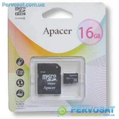 Карта памяти Apacer 16GB microSDHC Class4 w/ 1 Adapter RP (AP16GMCSH4-R)