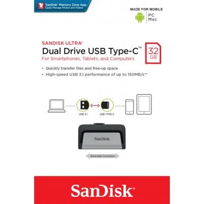 USB флеш накопичувач SanDisk 32GB Ultra Dual USB 3.0 + Type-C (SDDDC2-032G-G46)