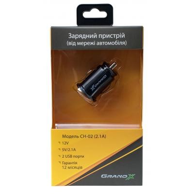 Зарядное устройство Grand-X 12-24V, 2*USB 5V/2,1A (CH-02)