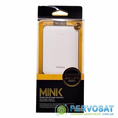 Батарея универсальная Remax Proda Mink 10000mAh 2USB-2A white (PPL-22-WHITE)