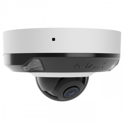 IP-Камера дротова Ajax DomeCam Mini HL white, 8мп, 2.8мм, гібридне підсвічування IR 15м, білий Led 15м, Poe, True WDR, IP 65, ІЧ 15м, аудіо, кут огляду 100° до 110°, міні купольна, біла