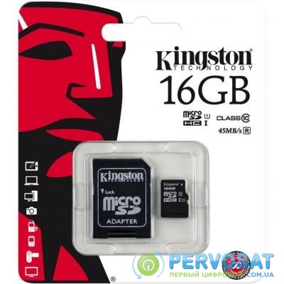 Карта памяти Kingston 16GB microSDHC Class 10 UHS-I (act_SDC10G2/16GB)