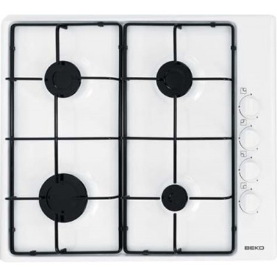 Вбудовувана газова варильна поверхня Beko HIZG64120SW- Ш 60см./4 конфорки/емал. решітки/білий