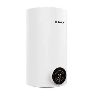 Водонагрівач електр. BOSCH круглий слім Tronic 4000T, 30л, 1,5кВт, сухий тен, вертикальний монтаж, електр. кер-ння, A, білий