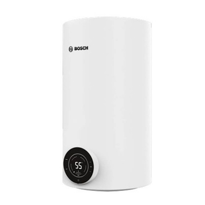 Водонагрівач електр. BOSCH круглий слім Tronic 4000T, 30л, 1,5кВт, сухий тен, вертикальний монтаж, електр. кер-ння, A, білий