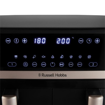 Мультипіч Russell Hobbs Satis Fry DualBaske 2800Вт, чаша-4.5/4.5л, сенсорне управл., 9 авто. программ, пластик, чорний